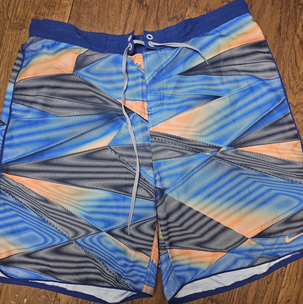 Nike Men's Blue and Orange Swim Shorts Sz xxl